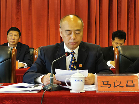 市人大副主任、市总工会主席马良昌在会上作讲话